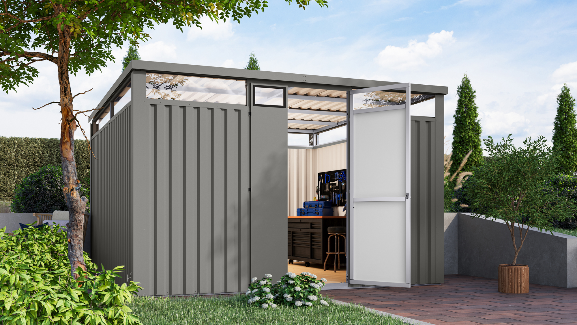 Karibu Metallgerätehaus 'Polaris 3,5' graualuminium 343 x 220 x 343 cm