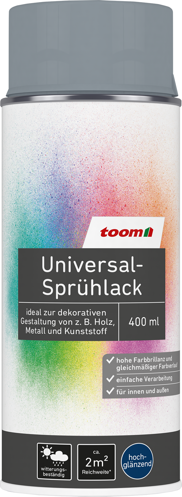 Thumbnail - toom Universal-Sprühlack 'Stadtgeflüster' silbergrau glänzend 400 ml