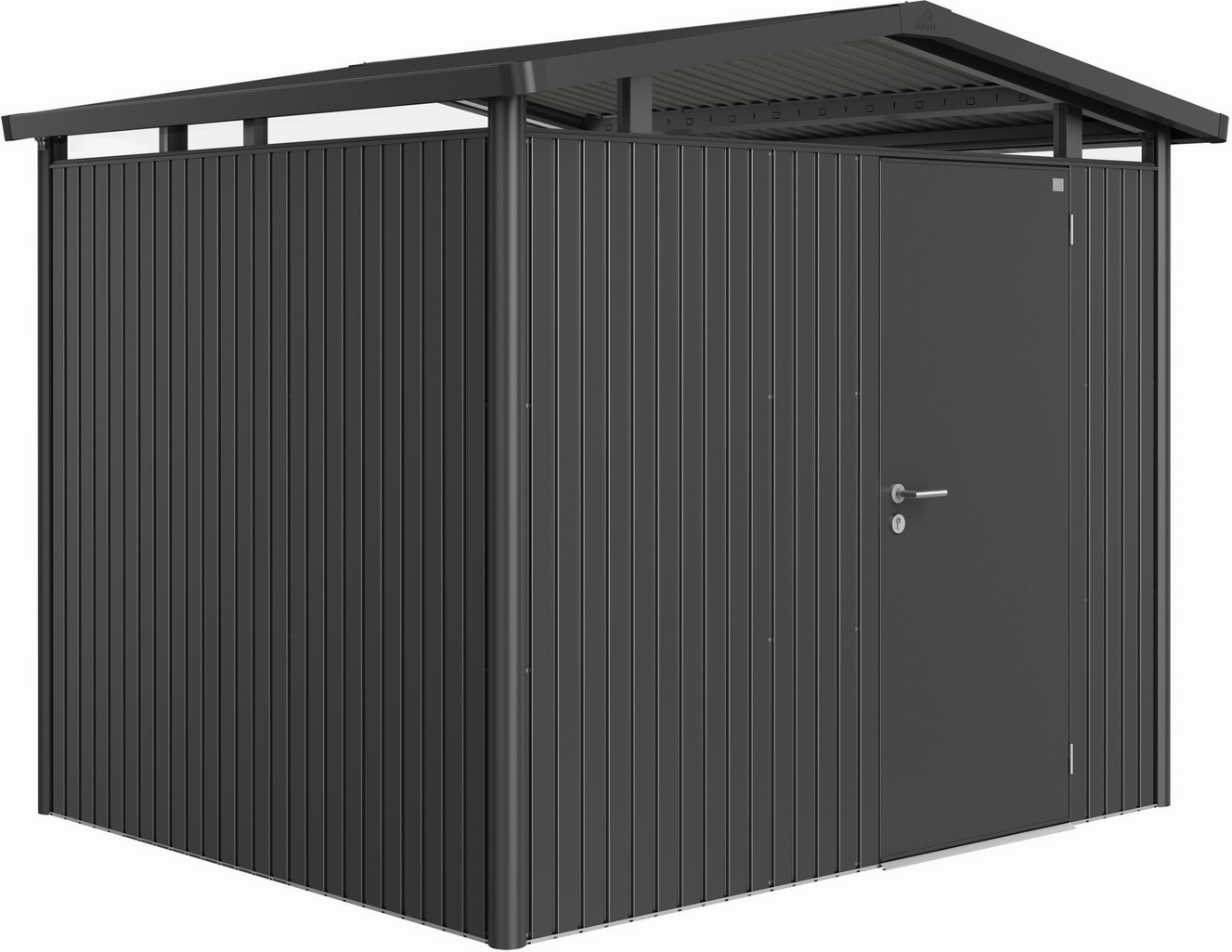 Biohort Gerätehaus 'Panorama' Gr. P3 dunkelgrau-metallic 273 x 238 cm, mit Standardtür