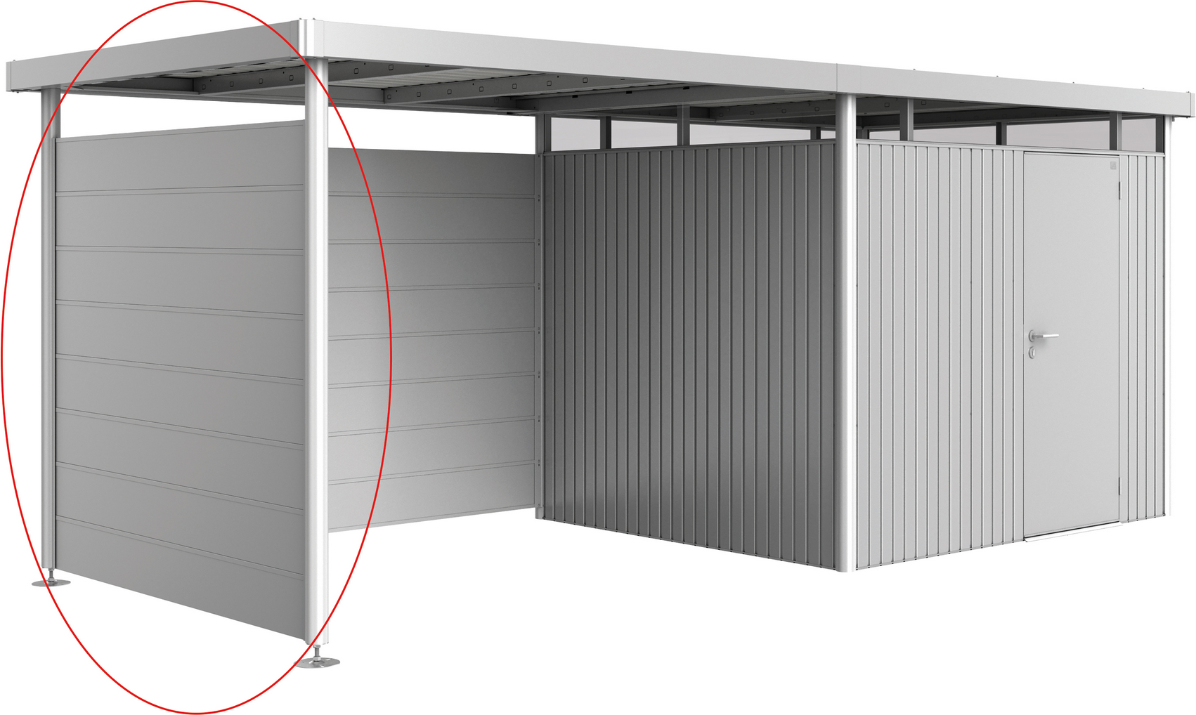 Biohort Seitenwand zum Seitendach silber-metallic 197 x 2,5 x 181 cm für Gerätehaus 'HighLine' H3