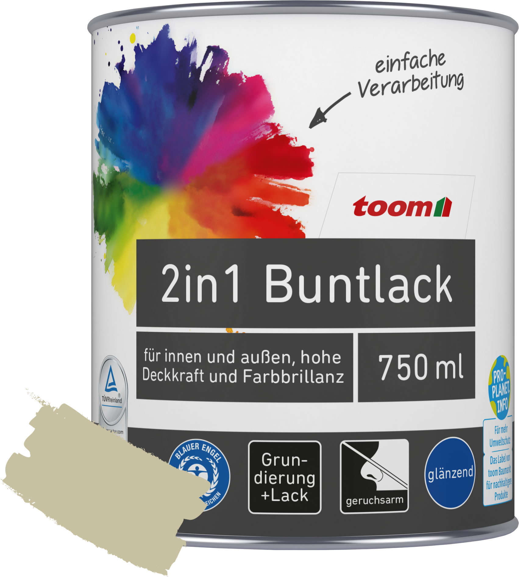 Thumbnail - toom 2in1 Buntlack 'Salbeiduft' zartgrün glänzend 750 ml