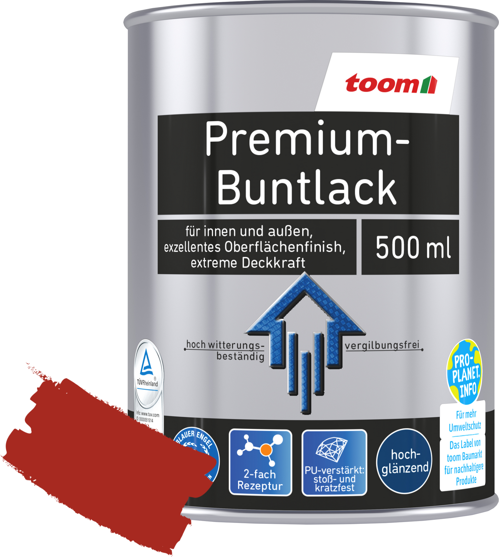 toom Premium-Buntlack feuerrot glänzend 500 ml