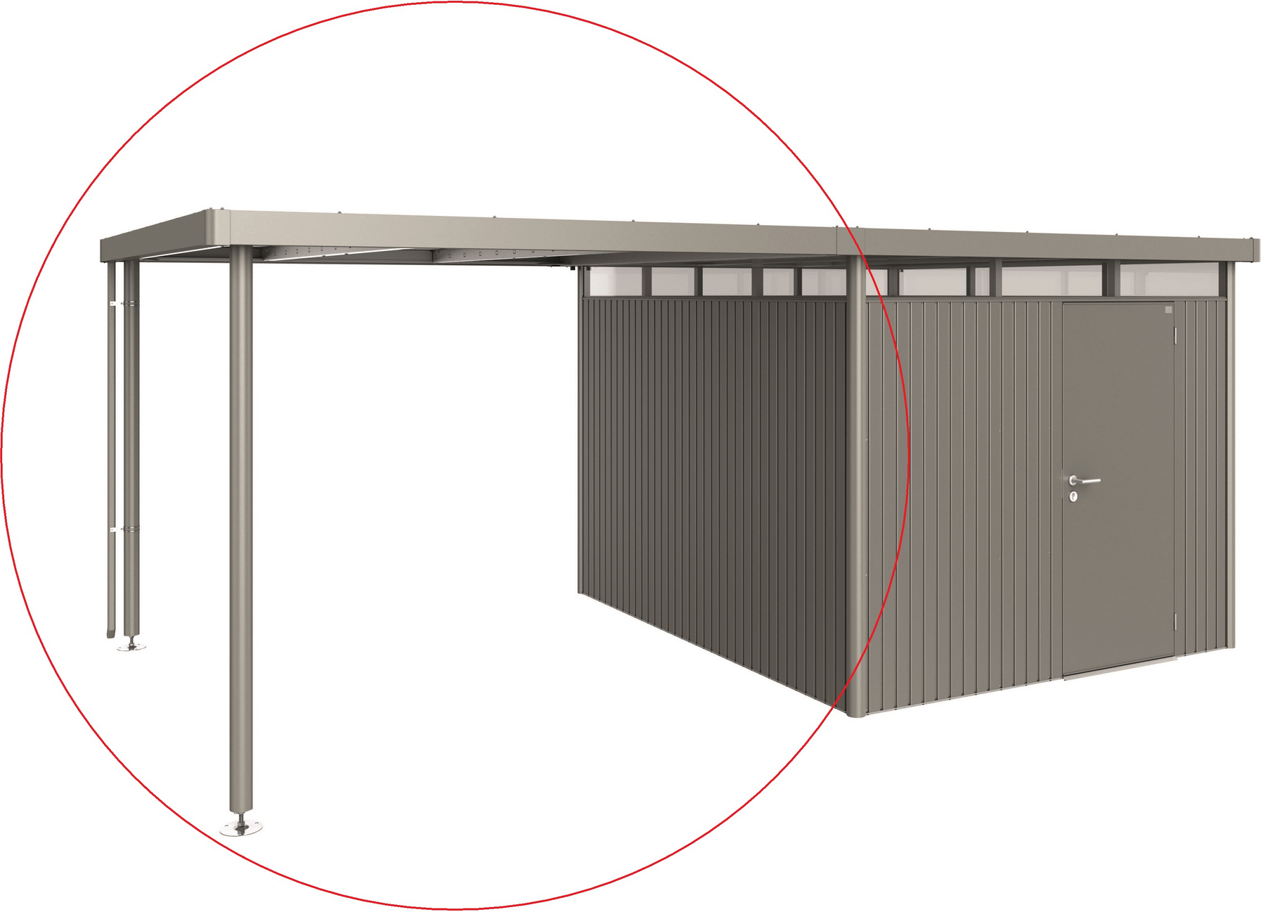 Biohort Seitendach quarzgrau-metallic 315 x 282 x 222 cm für Gerätehaus 'HighLine' H5