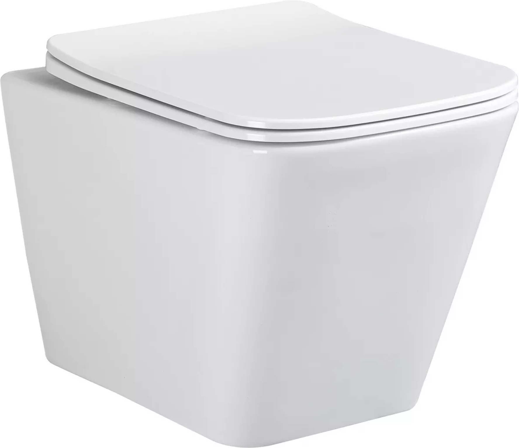 sanicomfort Wand-WC spülrandlos 'Aliki Square' inklusive WC-Sitz weiß