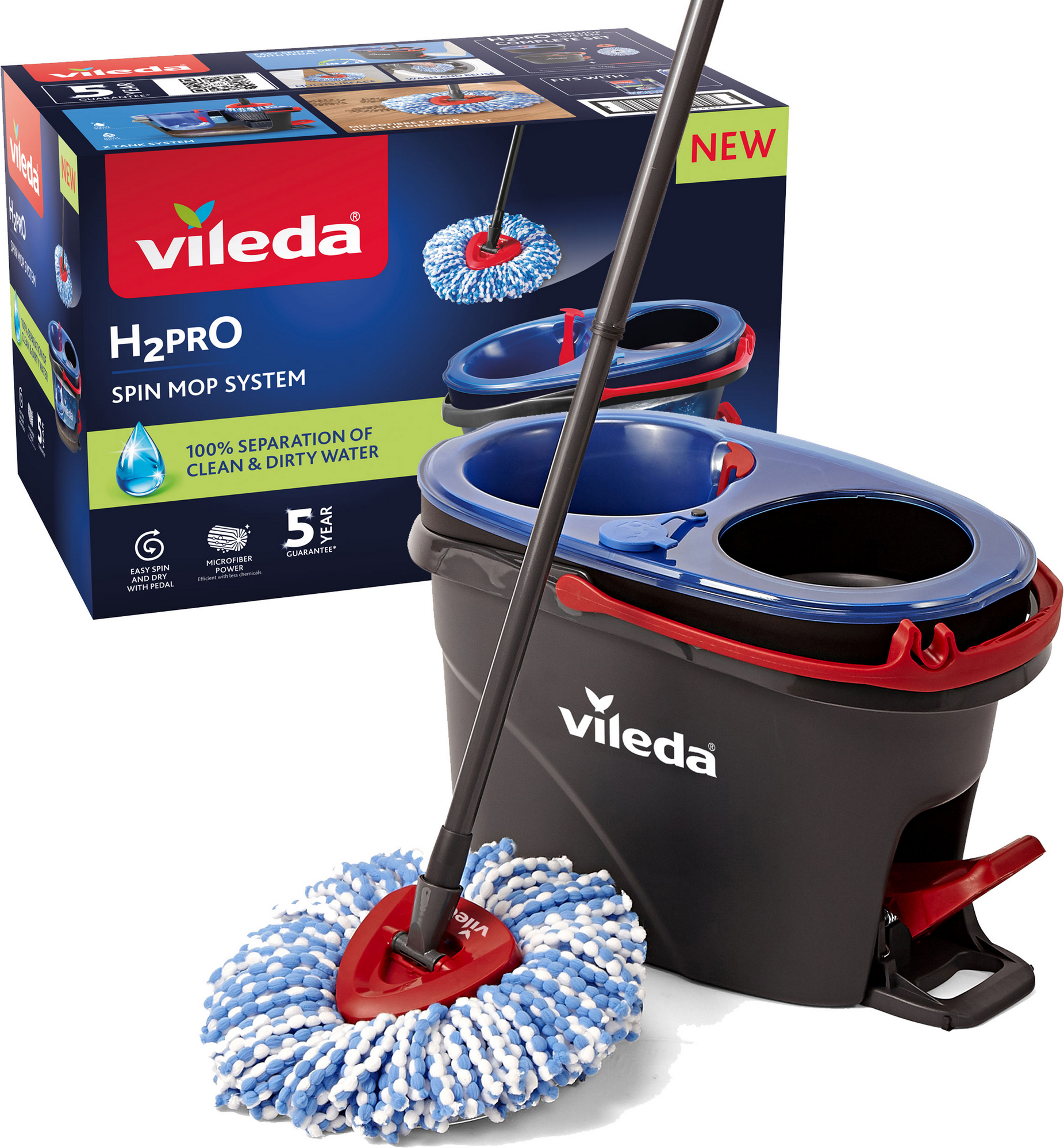 Vileda Bodenwischer-Set 'H2PrO Spin Mop' 3-teilig