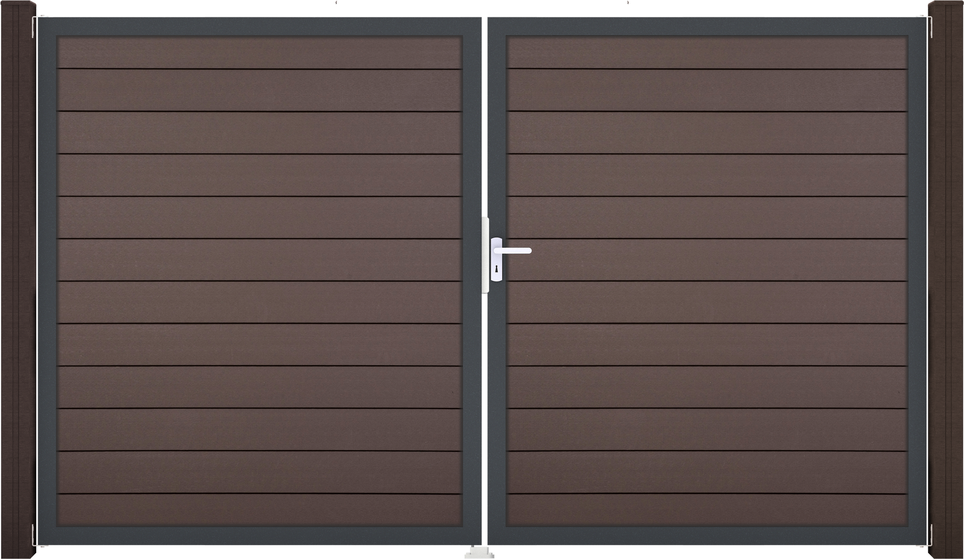 GroJa Doppeltor 'Solid' BPC/Aluminium DIN rechts braun/anthrazit 300 x 180 cm