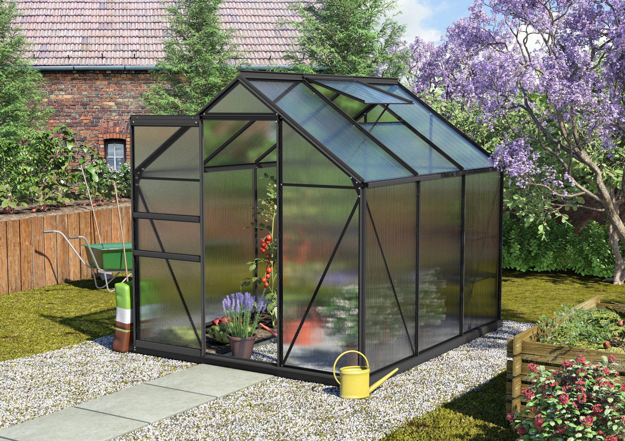 Vitavia Gewächshaus 'Calypso 4400' 195 x 228 cm mit 6 mm Hohlkammerplatten schwarz