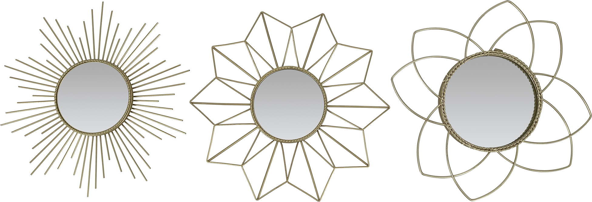 Wandspiegel-Set 'Barcelona' goldfarben je Ø 25 cm, 3er-Set