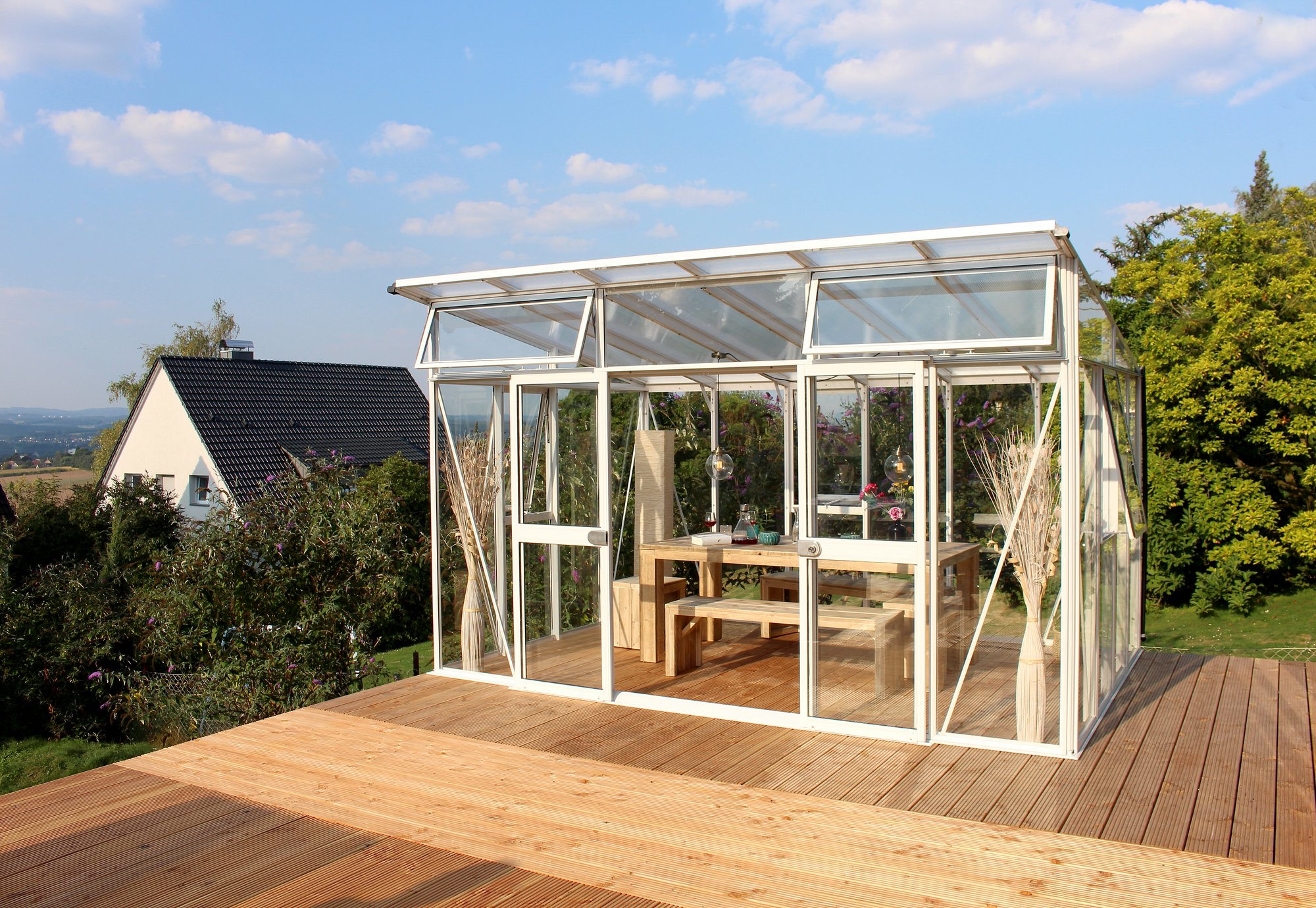 Thumbnail - Vitavia Gewächshaus 'Aphrodite 11500' 395,7 x 275,4 cm mit 3 mm Sicherheitsglas/10 mm Hohlkammerplatten weiß