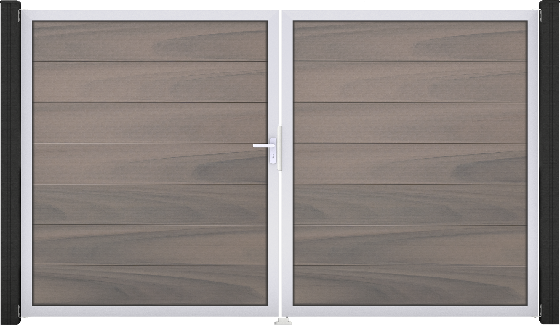 GroJa Doppeltor 'Solid Grande' BPC/Aluminium DIN links braun/grau/silber 300 x 180 cm