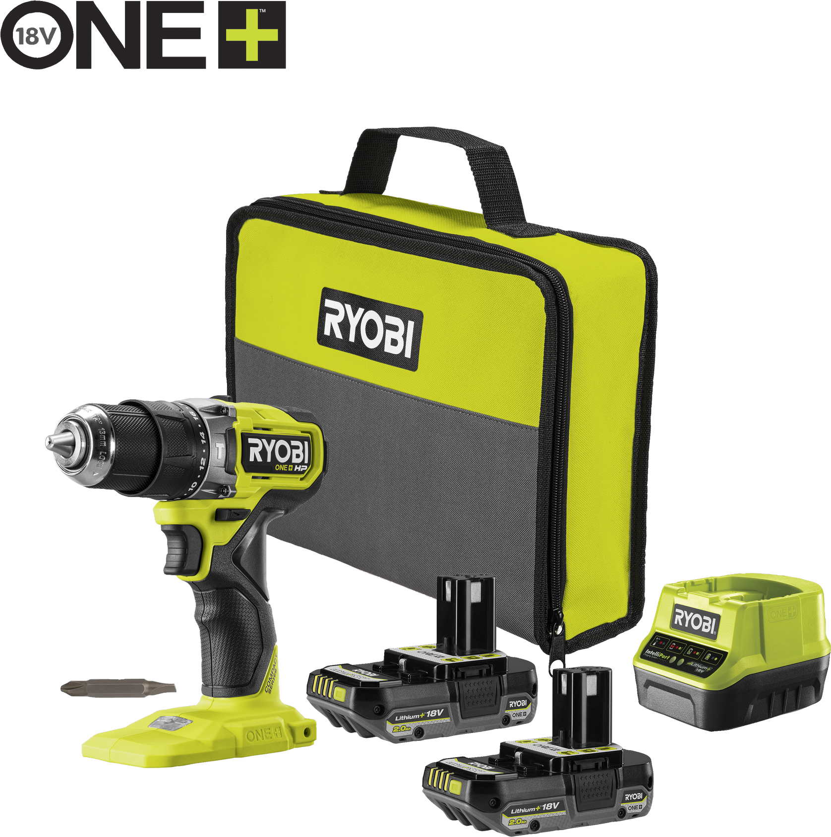 Ryobi Akku-Schlagbohrschrauber 'RPD18C1-220S 18 V ONE+ HP Brushless' mit 2 x 2,0 Ah Akkus und Ladegerät