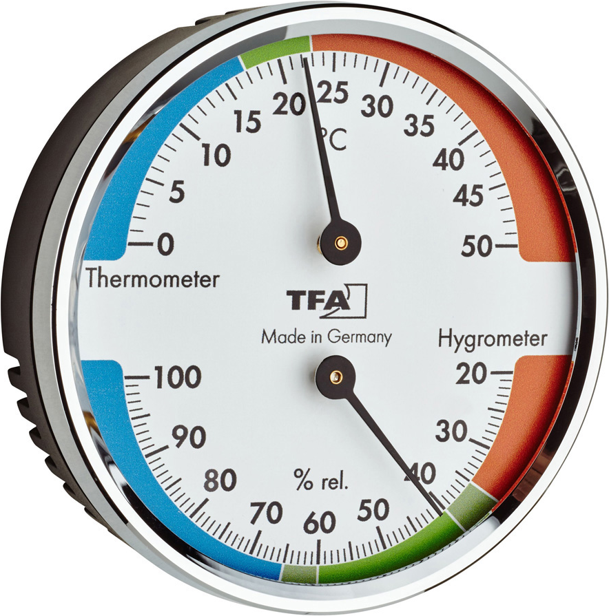 TFA Dostmann Thermo- und Hygrometer verchromt Ø 7 cm