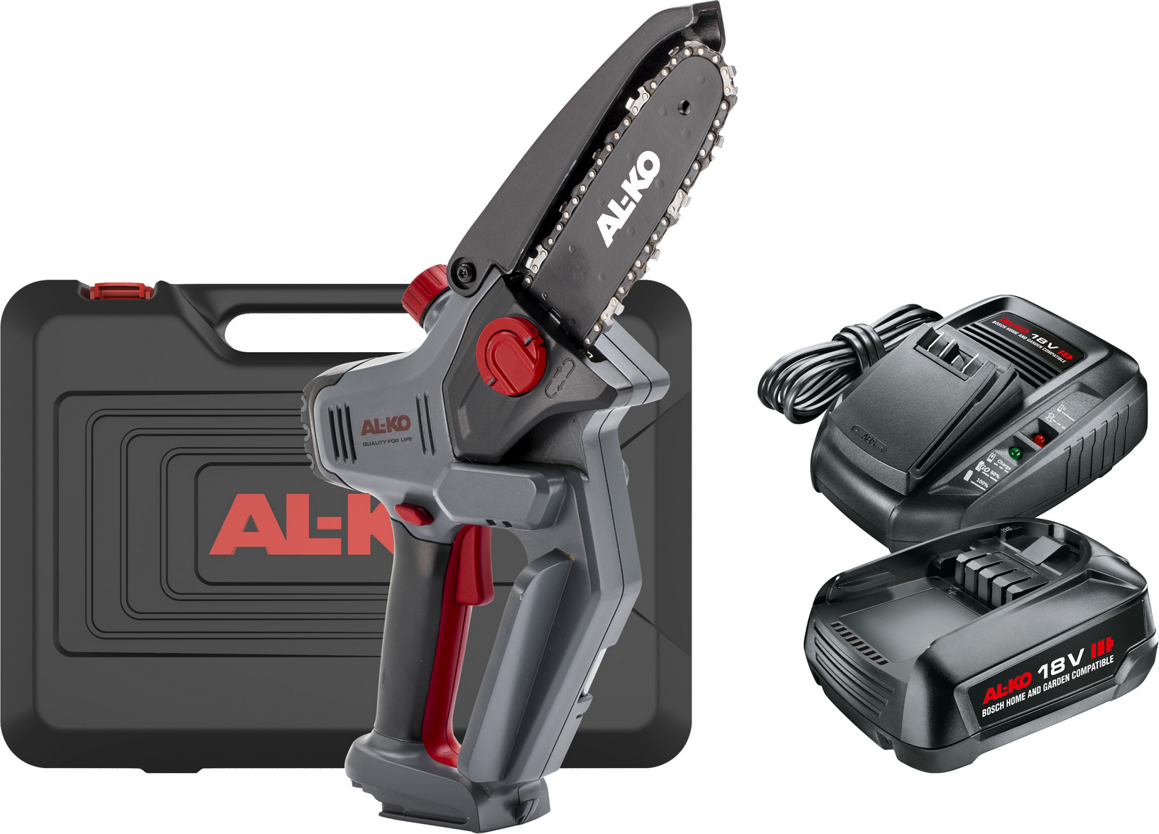 Thumbnail - AL-KO Akku-Mini-Kettensäge 'CSM 1815 Set' 20 cm 18 V mit Akku und Ladegerät