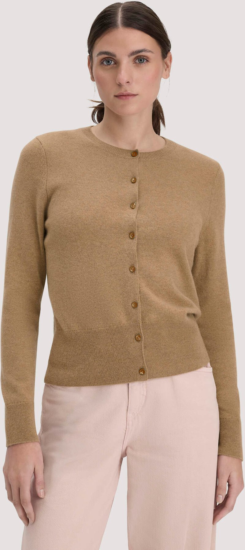 hessnatur Damen Strick Jacke Regular BETTER RECYCLING aus Cashmere - braun - Größe L