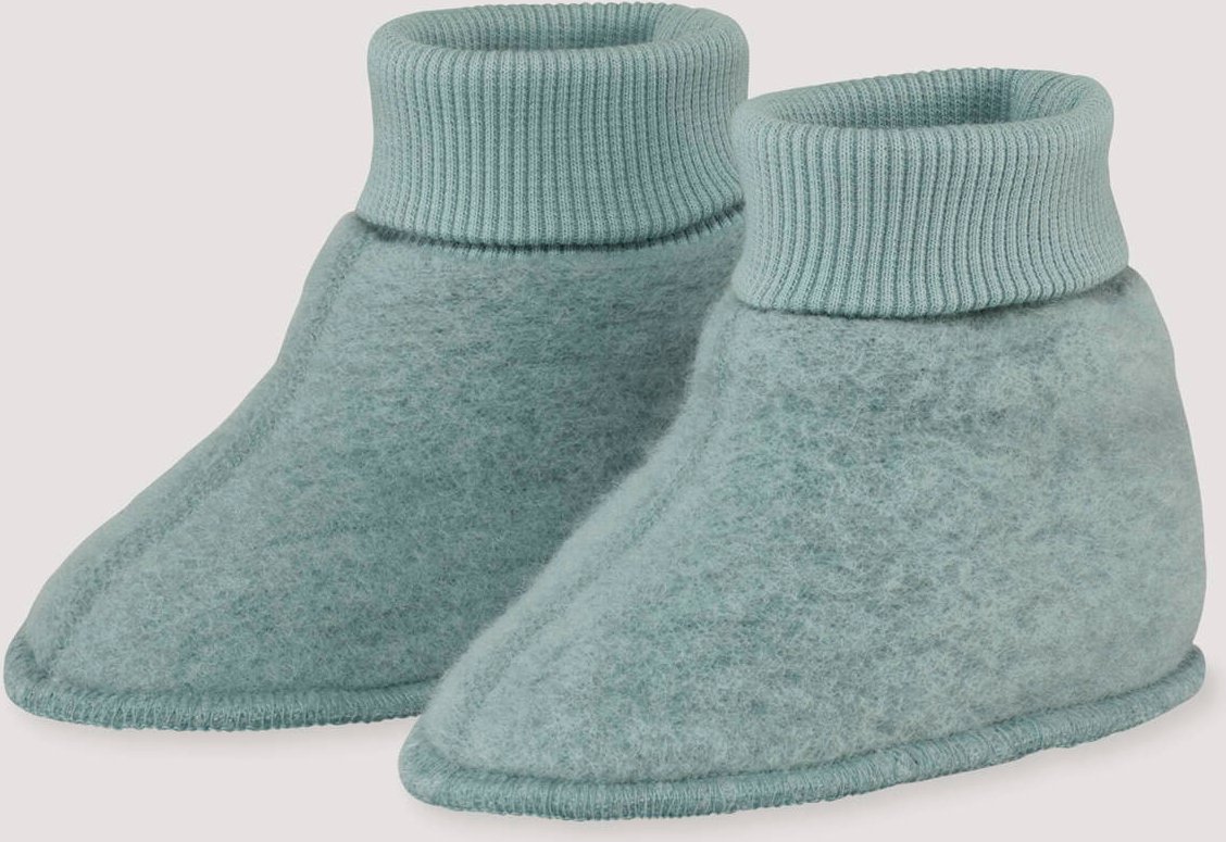hessnatur Baby Wollfleece Schuhe aus Bio-Merinowolle - grün - Größe 50/56