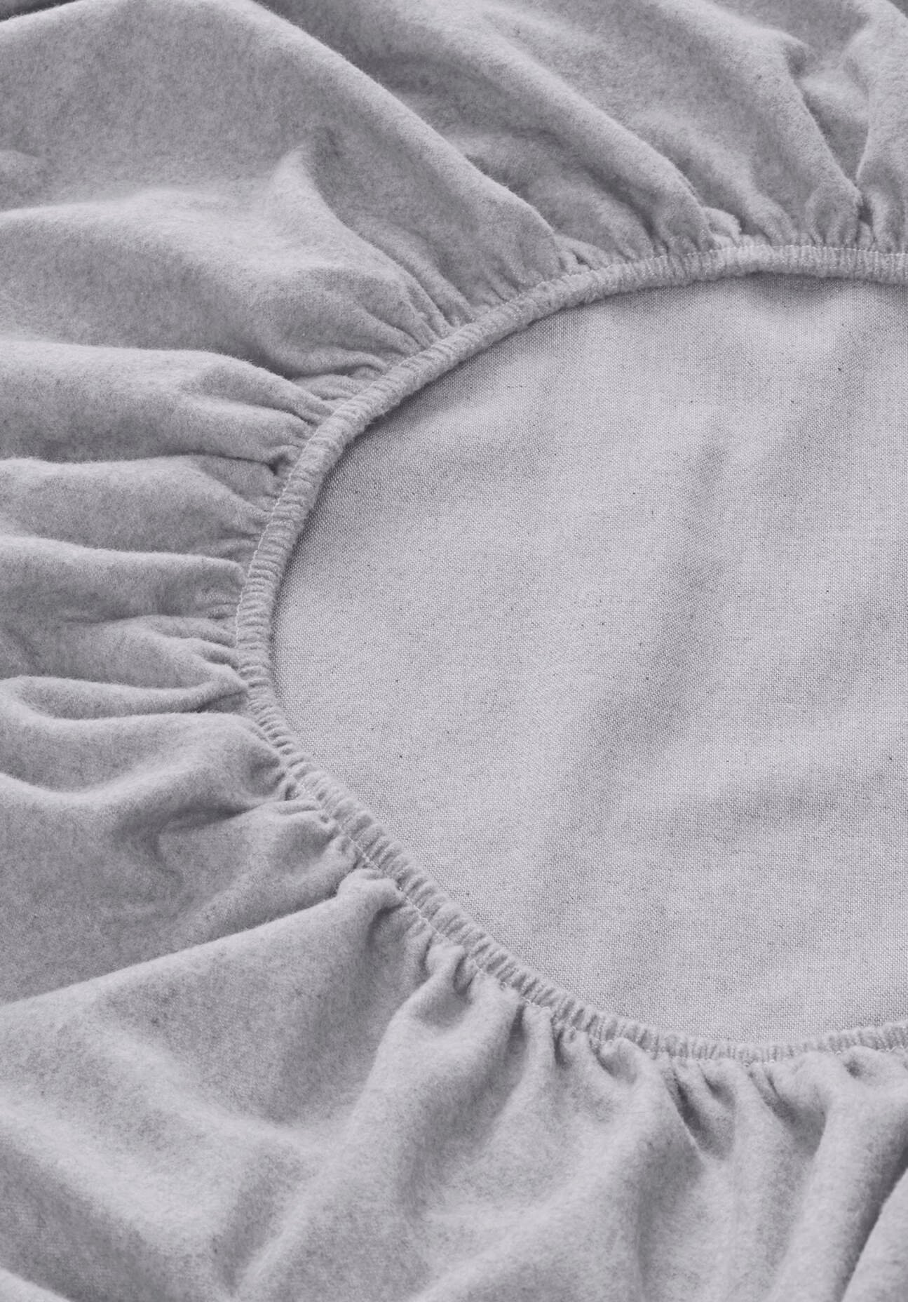 hessnatur Biber-Spannbett-Tuch aus Bio-Baumwolle - grau - Größe 140-160x200 cm