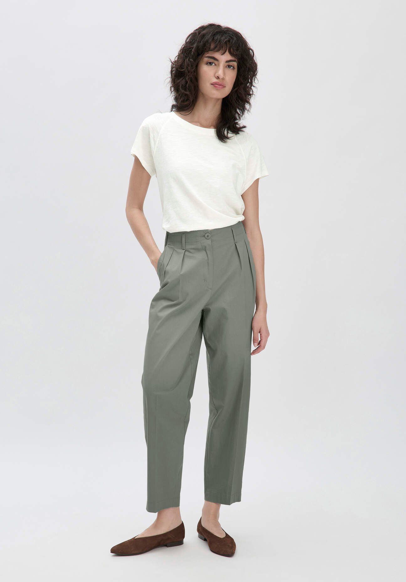 hessnatur Damen Hose Ballon Relaxed aus Bio-Baumwolle - grün - Größe 38