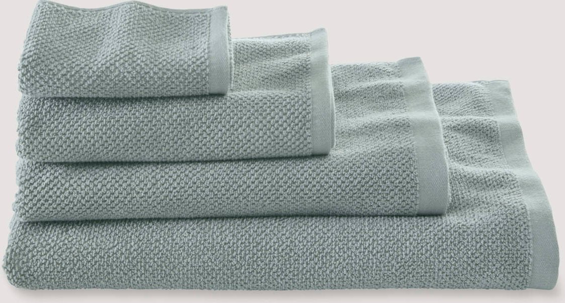 hessnatur Frottier-Handtuch mit Struktur aus Bio-Baumwolle - grün - Größe 70x140 cm