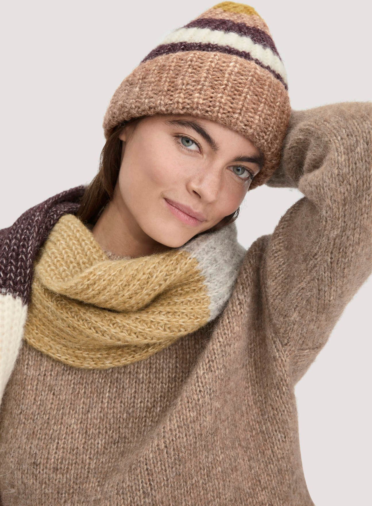 hessnatur Damen Strick Mütze aus Alpaka mit Bio-Baumwolle - braun - Größe 1size