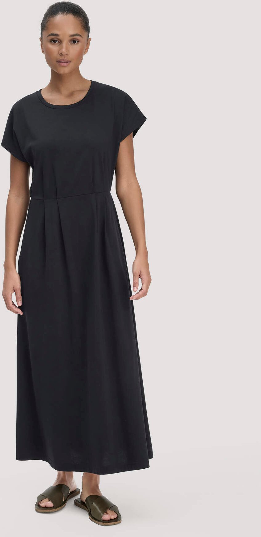 hessnatur Damen Jersey Kleid Knöchellang Relaxed aus Bio-Baumwolle - schwarz - Größe 40