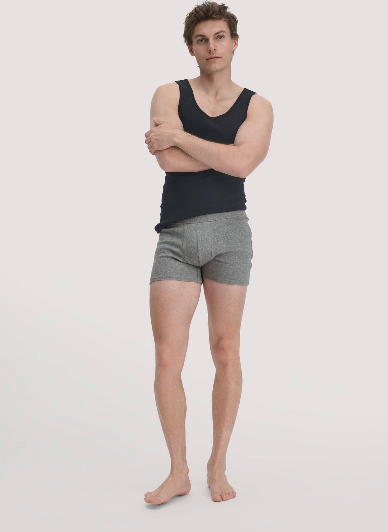 hessnatur Herren Pants Regular Cut im 2er-Pack PURE NATURE aus Bio-Baumwolle - grau - Größe 4