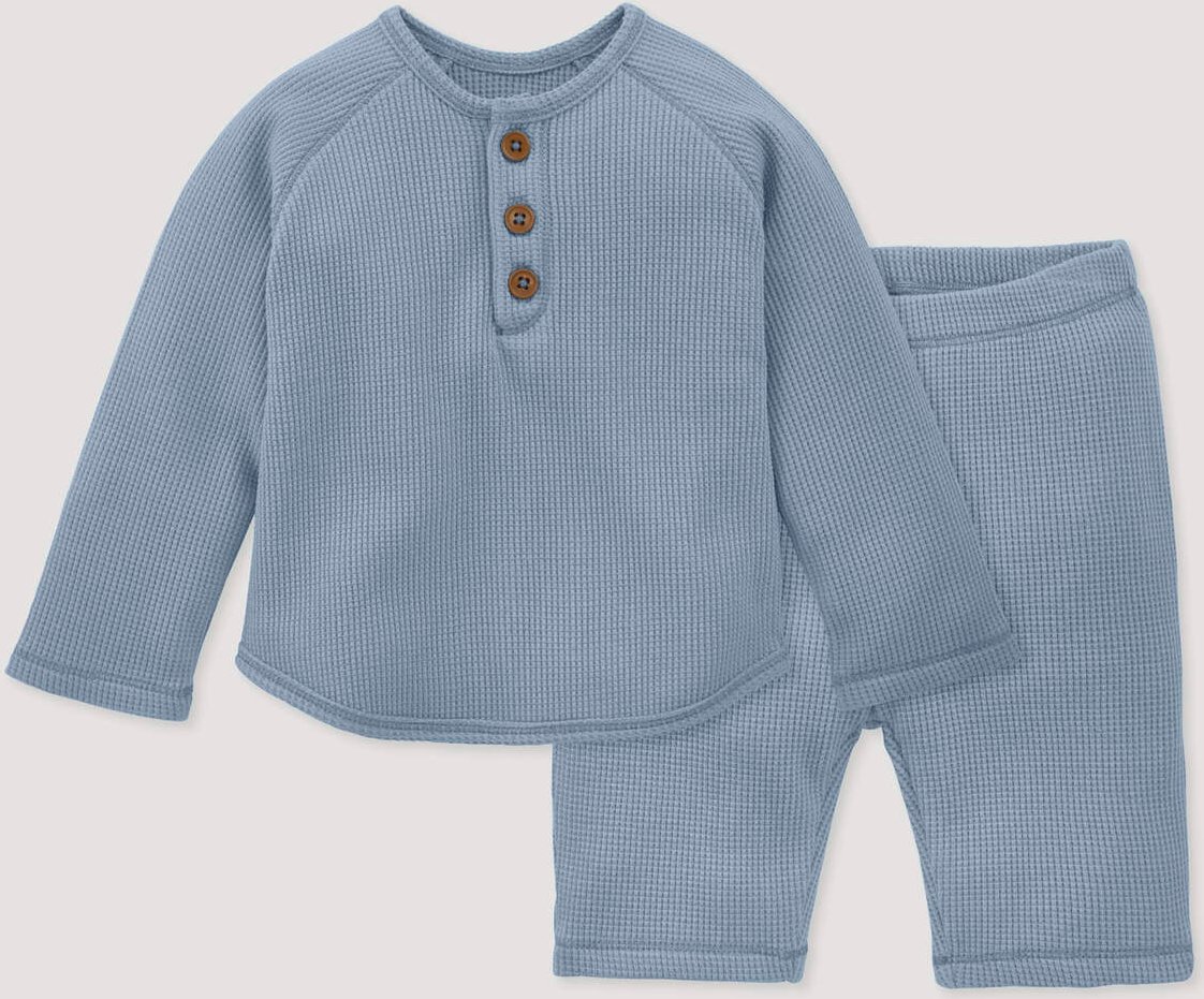 hessnatur Baby Piqué Erstlingsset aus Bio-Baumwolle - blau - Größe 62/68