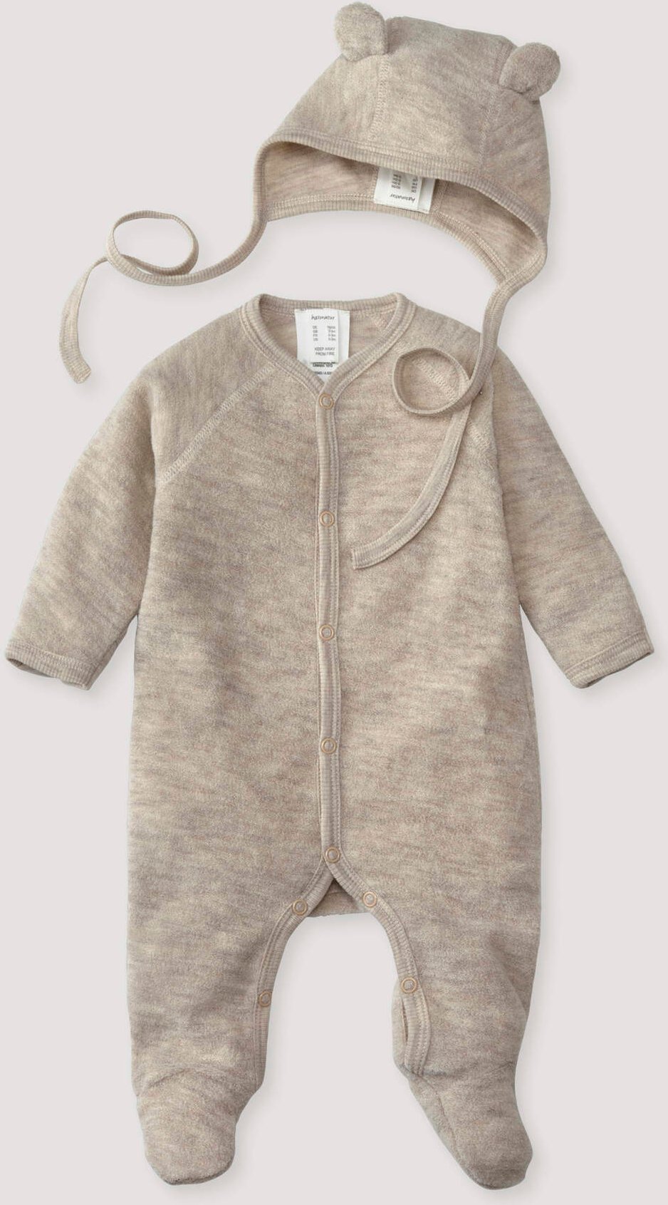 hessnatur Baby Erstlingsausstattung Wollfrottee aus Bio-Merinowolle - beige - Größe 50/56