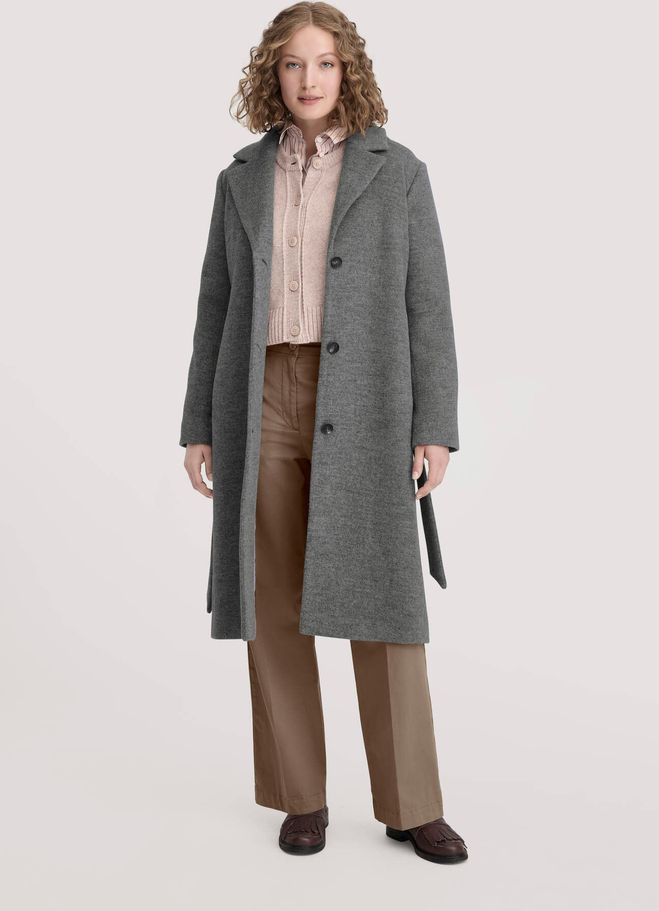 hessnatur Damen Wollmantel Regular aus Bio-Schurwolle - grau - Größe 48