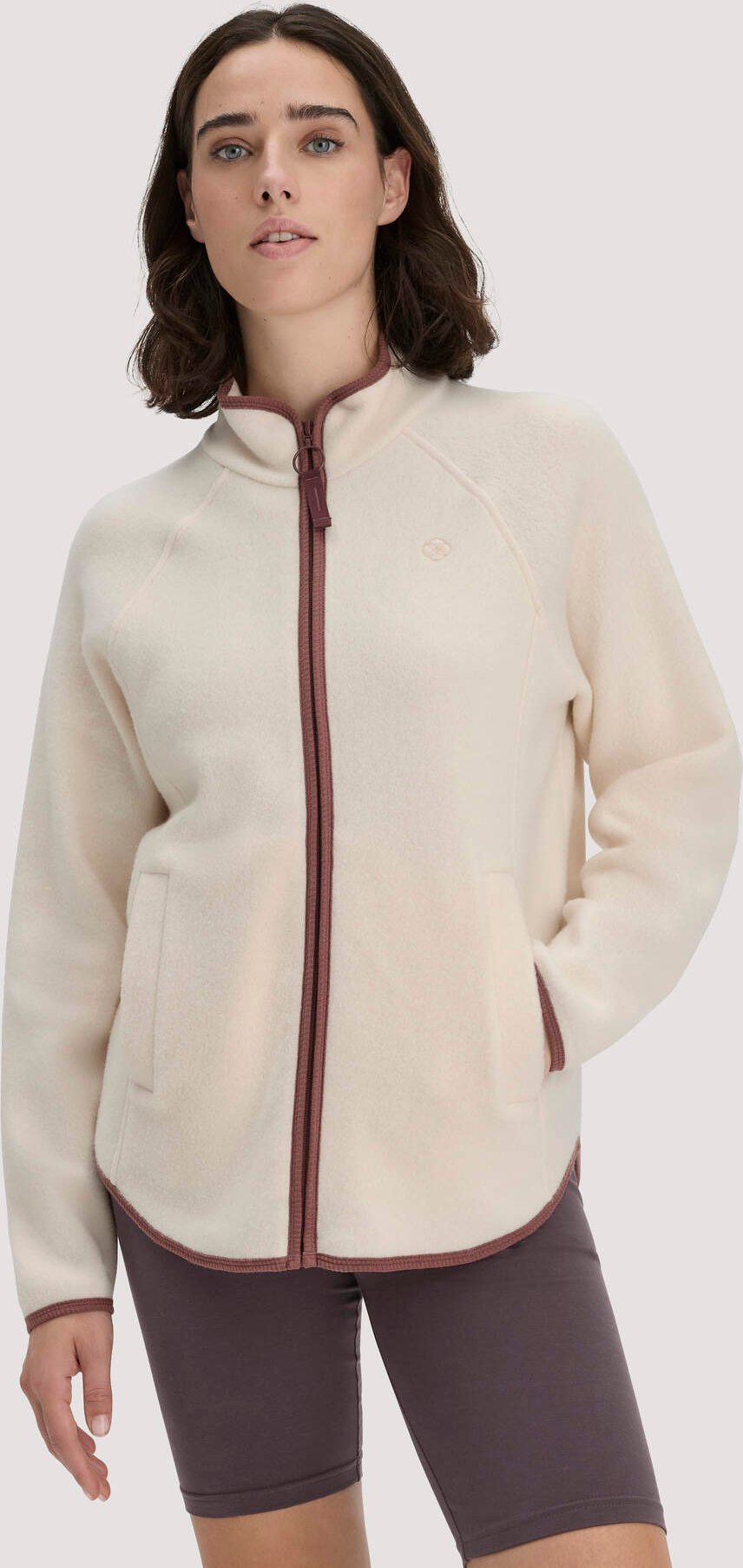 hessnatur Loungewear Fleece Jacke Relaxed ACTIVE LIGHT aus Bio-Baumwolle - natur - Größe XS