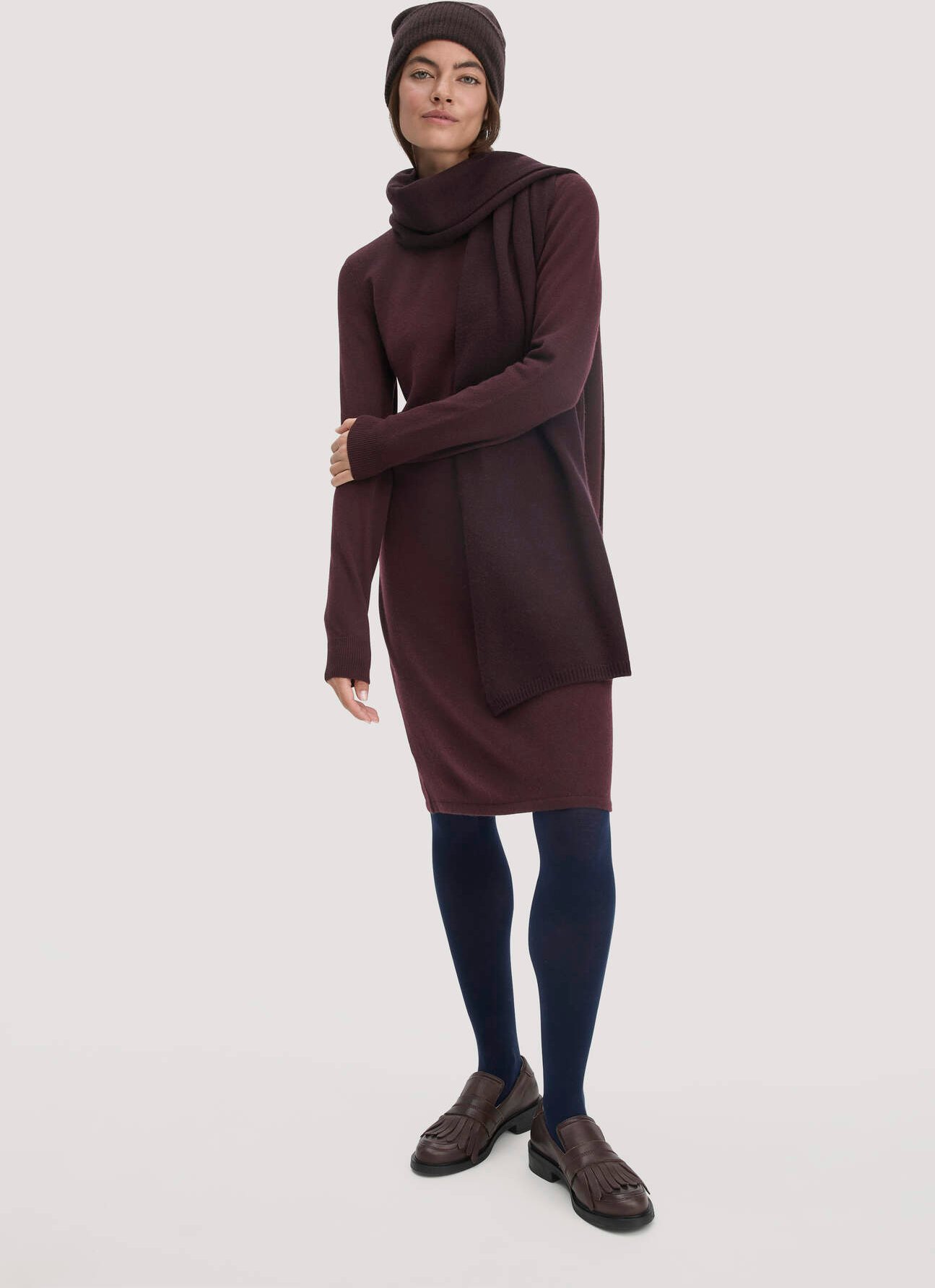 hessnatur Damen Strick Schal aus Bio-Merinowolle mit Cashmere - braun - Größe 1size