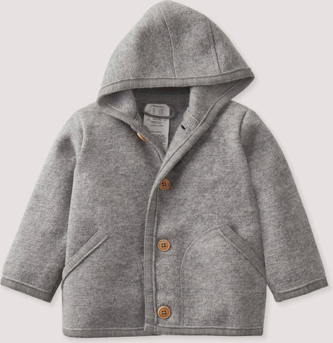hessnatur Baby Wollwalk Jacke aus Bio-Merinowolle - grau - Größe 62/68