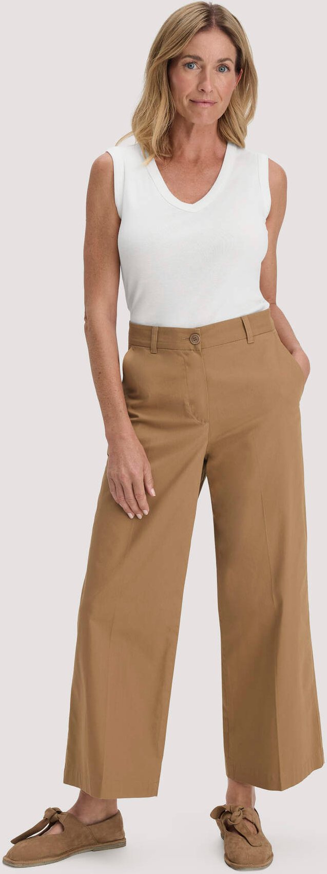 hessnatur Damen Hose Culotte Regular aus Bio-Baumwolle - braun - Größe 42