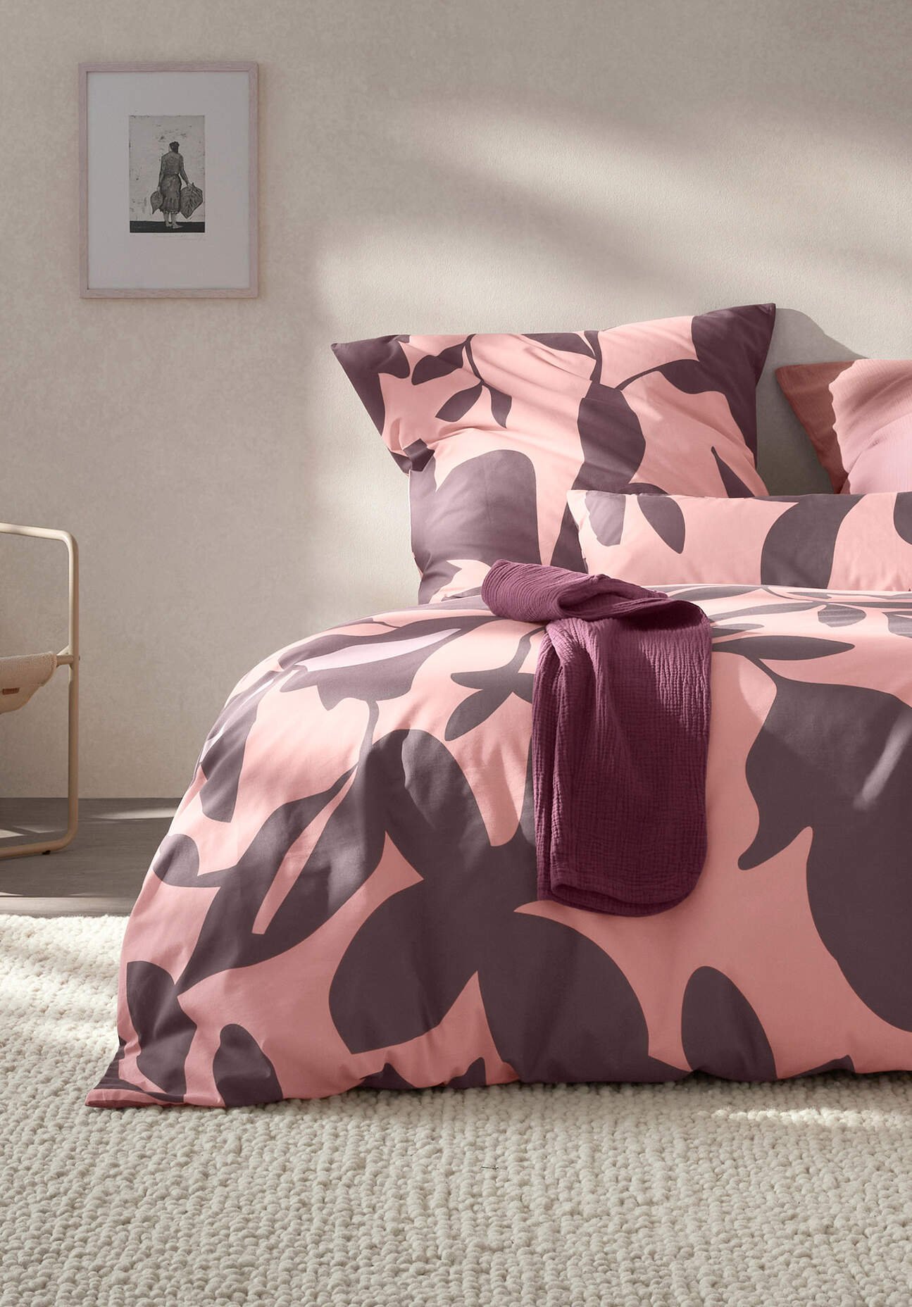 hessnatur Renforcé Bettwäsche Set LEVI aus Bio-Baumwolle - lila - Größe 155x220 / 80x80 cm