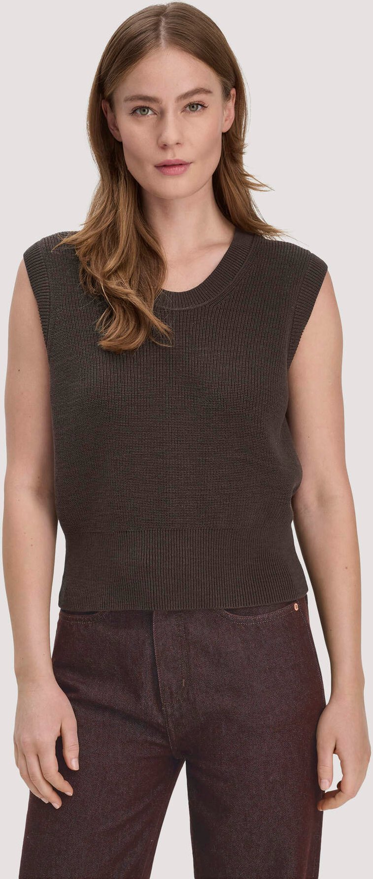 hessnatur Damen Strick Top Regular aus Bio-Baumwolle - braun - Größe XXL