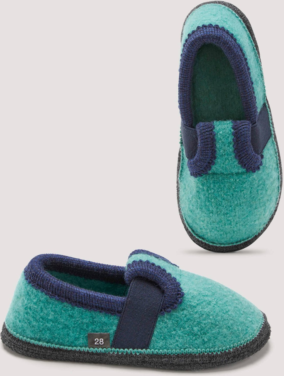 hessnatur Kinderschuhe Hausschuhe aus Schurwolle - blau - Größe 29