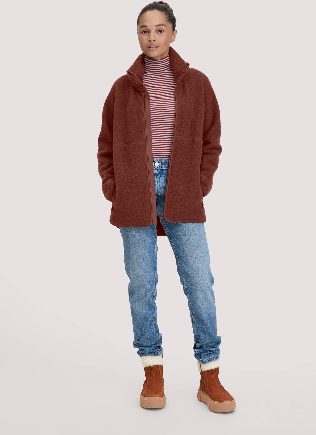 hessnatur Damen Winter-Boots aus chromfrei gegerbtem Nubukleder - orange - Größe 36