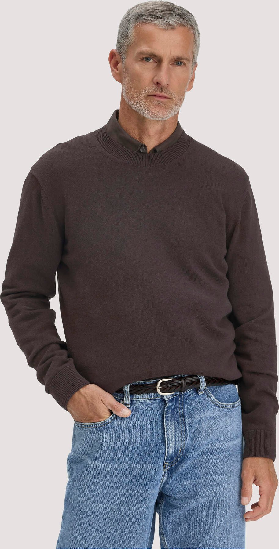 hessnatur Herren Strick Pullover Regular aus Bio-Baumwolle - braun - Größe XXL