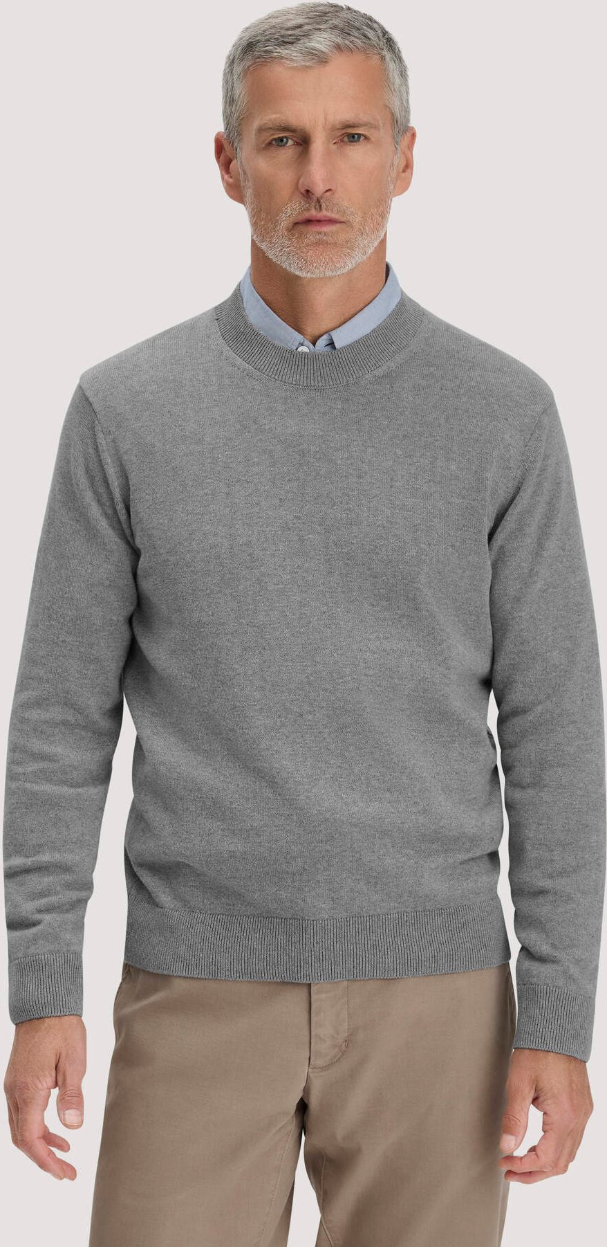hessnatur Herren Strick Pullover Regular aus Bio-Baumwolle - grau - Größe XXL