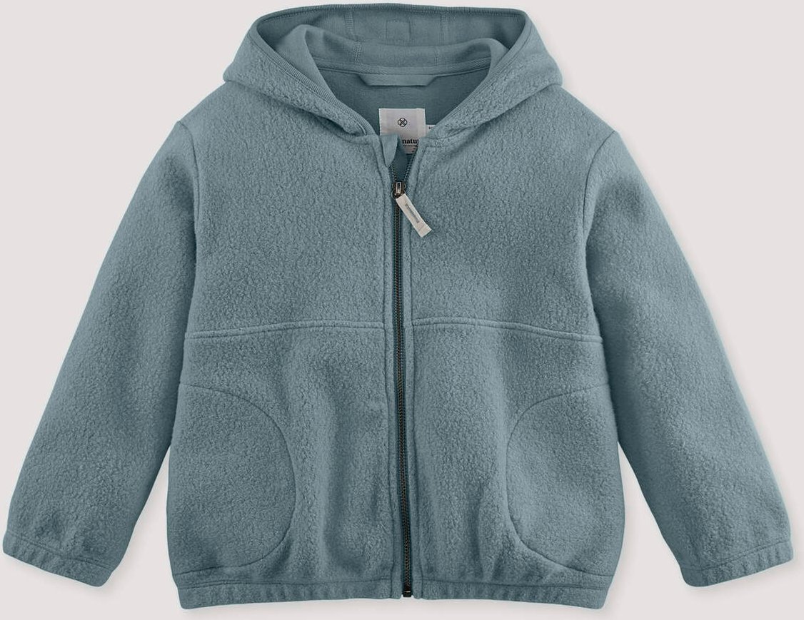 hessnatur Kinder Fleece Jacke aus Bio-Baumwolle - blau - Größe 146/152