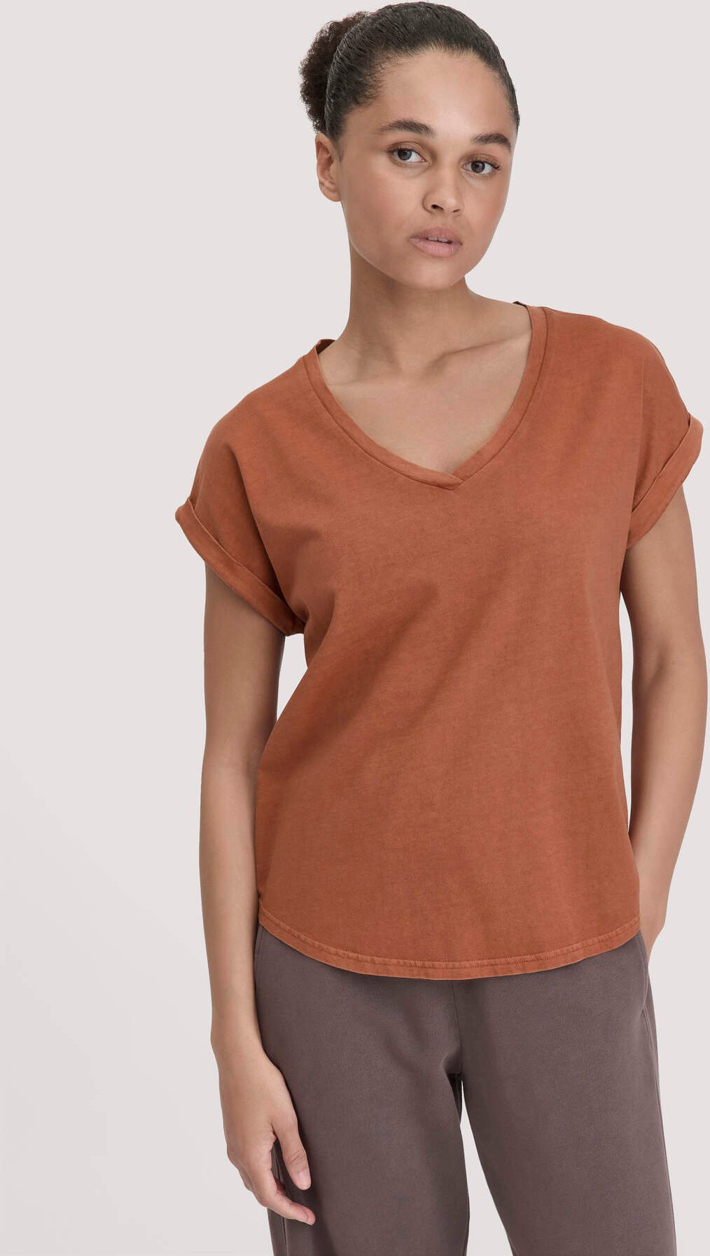 hessnatur Damen T-Shirt Oversize aus Bio-Baumwolle - braun - Größe XS