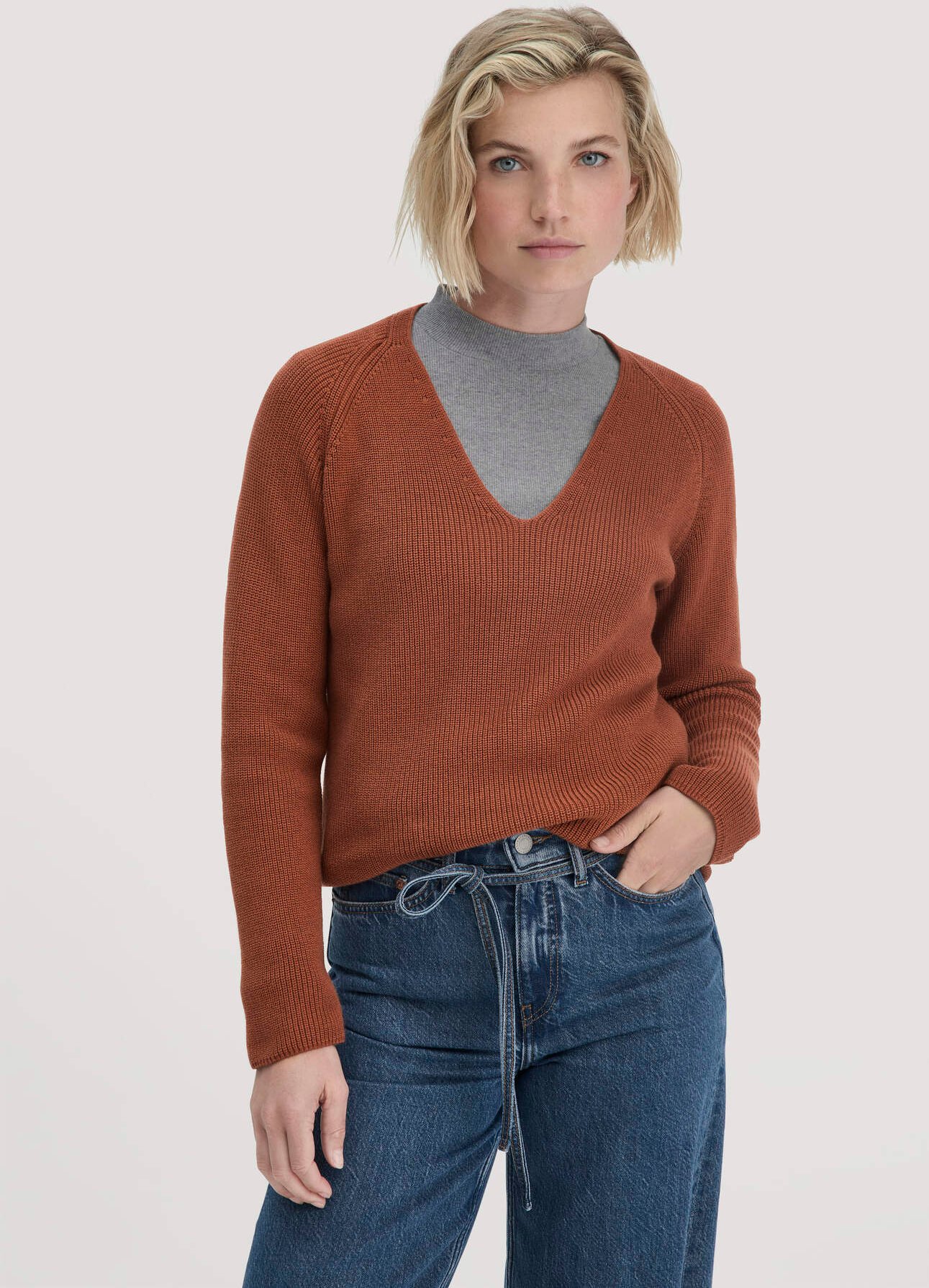 hessnatur Damen Strick Pullover Regular aus Bio-Baumwolle - braun - Größe S