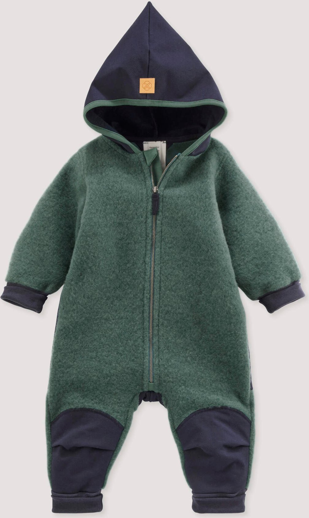 hessnatur Baby Wollfleece Overall aus Bio-Merinowolle mit Softshell - grün - Größe 74/80
