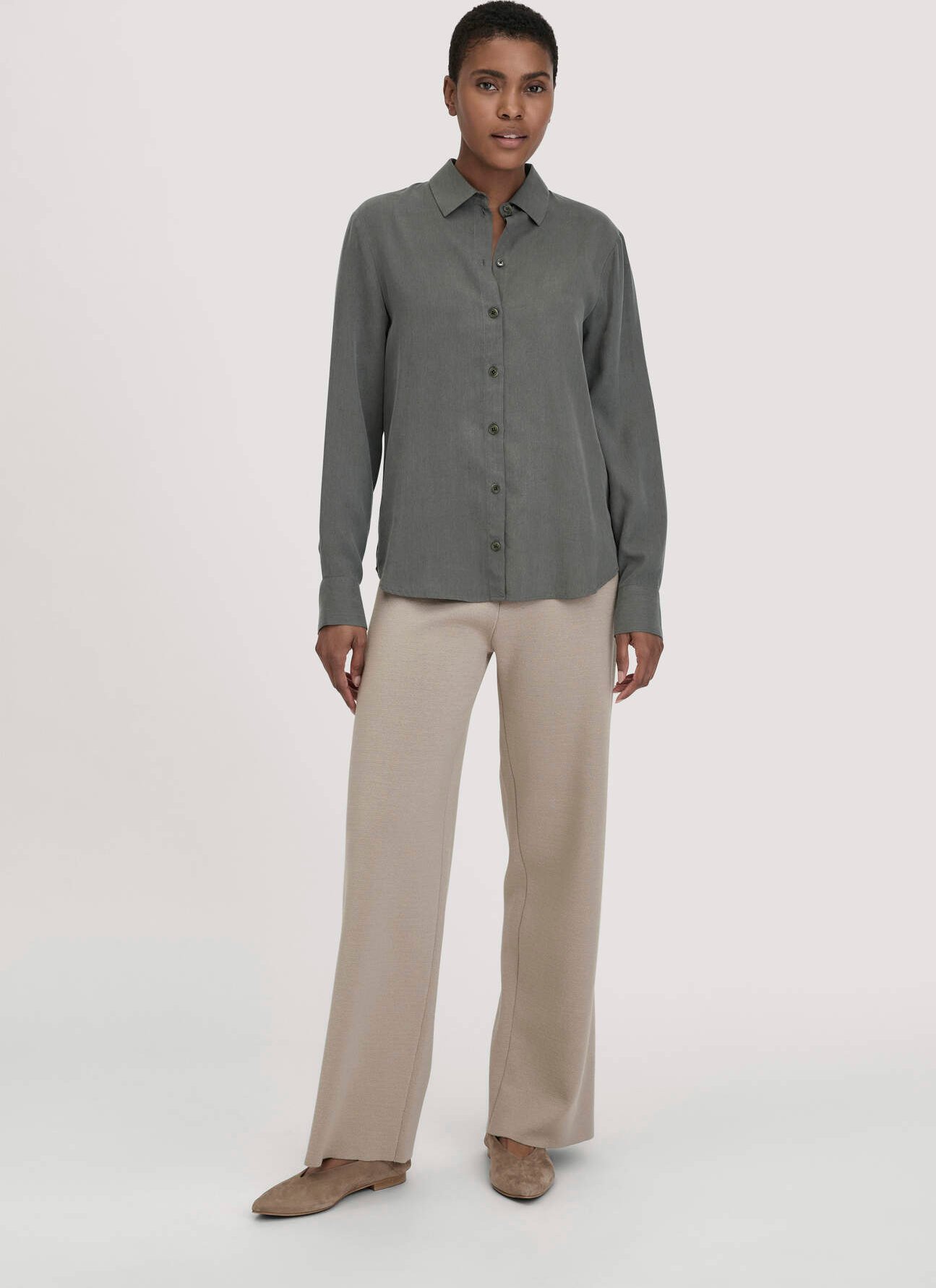 hessnatur Damen Strick Hose Relaxed aus Bio-Merinowolle und Bio-Baumwolle - beige - Größe S