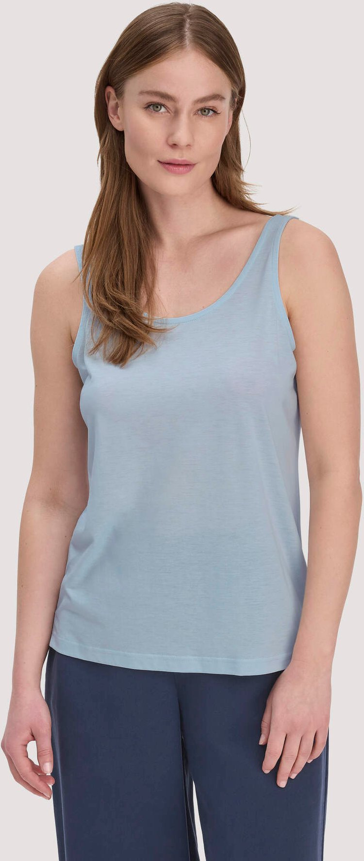 hessnatur Damen Jersey Top Relaxed aus TENCEL™ Lyocell mit Bio-Baumwolle - blau - Größe 48