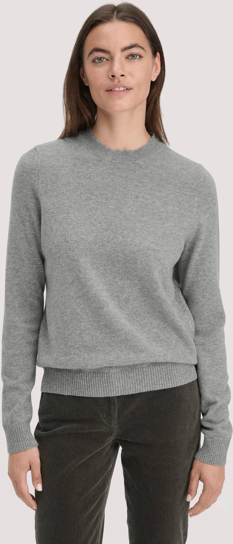 hessnatur Damen Strick Pullover Regular aus Bio-Merinowolle mit Cashmere - grau - Größe XXL
