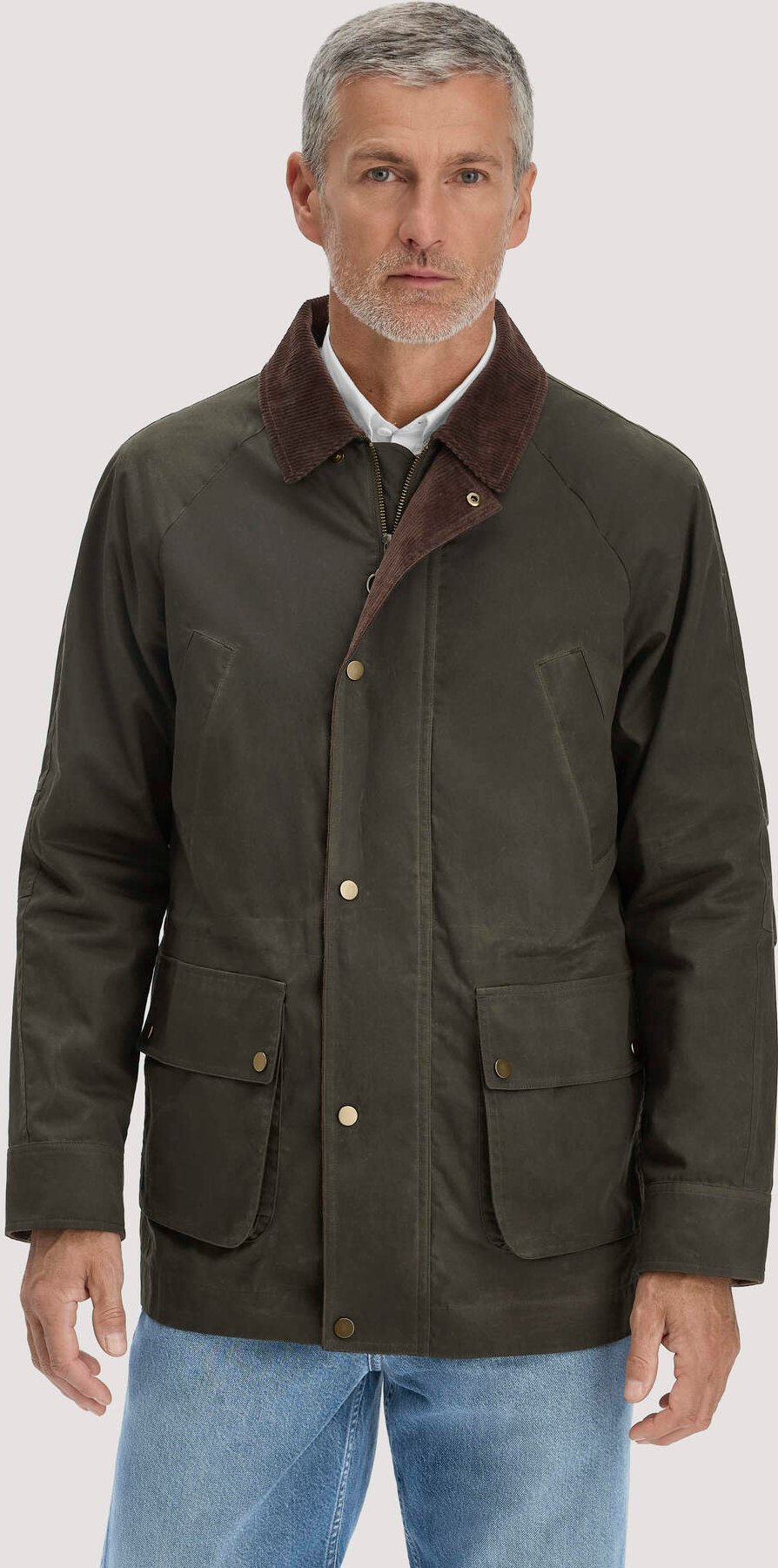 hessnatur Herren Wachsjacke Regular aus Bio-Baumwolle - grün - Größe 48