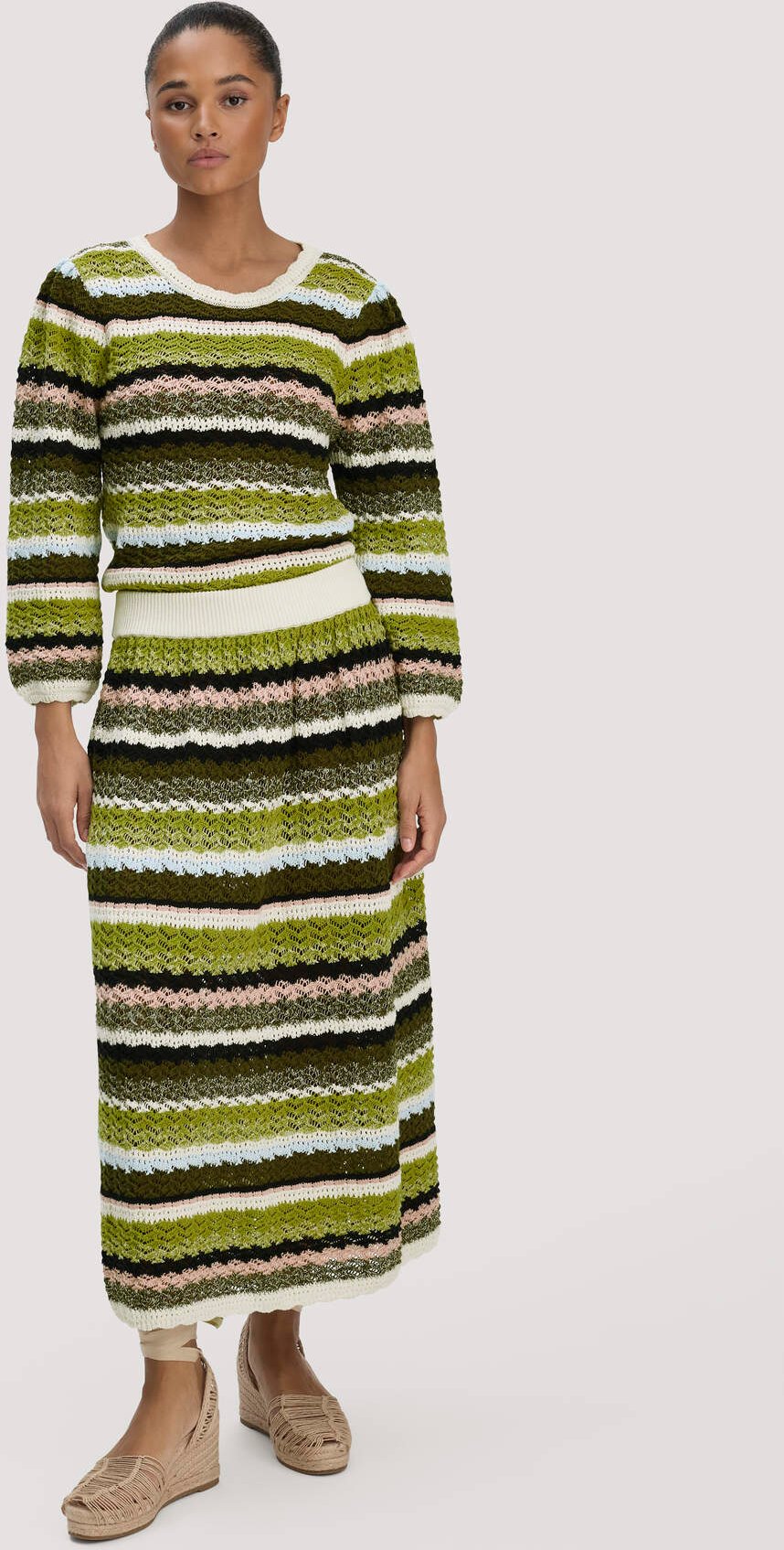 hessnatur Damen Strick Rock Regular aus Baumwolle - grün - Größe XS