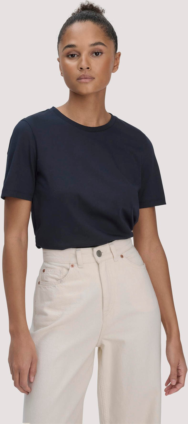 hessnatur Damen T-Shirt Regular aus Regenerative Organic Cotton (ROC) - blau - Größe 42