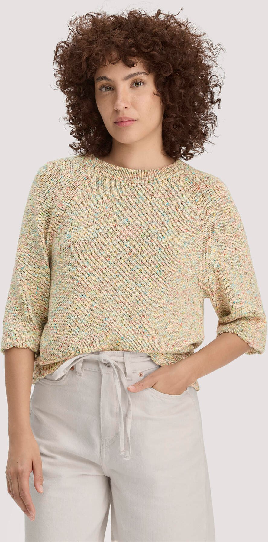 hessnatur Damen Strick Pullover Relaxed - beige - Größe XS