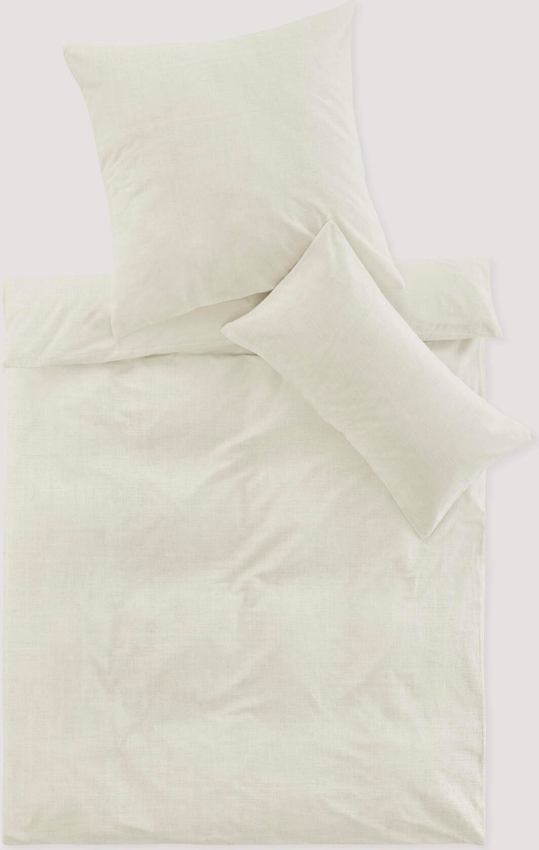 hessnatur Bettwäsche-Set aus Bio-Baumwolle mit Leinen - weiß - Größe 155x220 / 40x80 cm